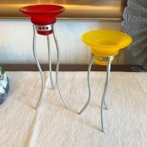 EUC Festive Glass Candle Holders set of 2